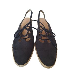 Salvatore Ferragamo wedze blue closed toe espadrille sandals size 9B